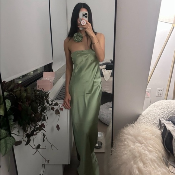 WeWoreWhat Strapless Silky Maxi Dress in Sage - Picture 11 of 11